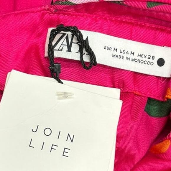 Zara Sleeveless Cut-Out Back Floral Jumpsuit in Bright Pink size Medium NWT - Picture 6 of 9